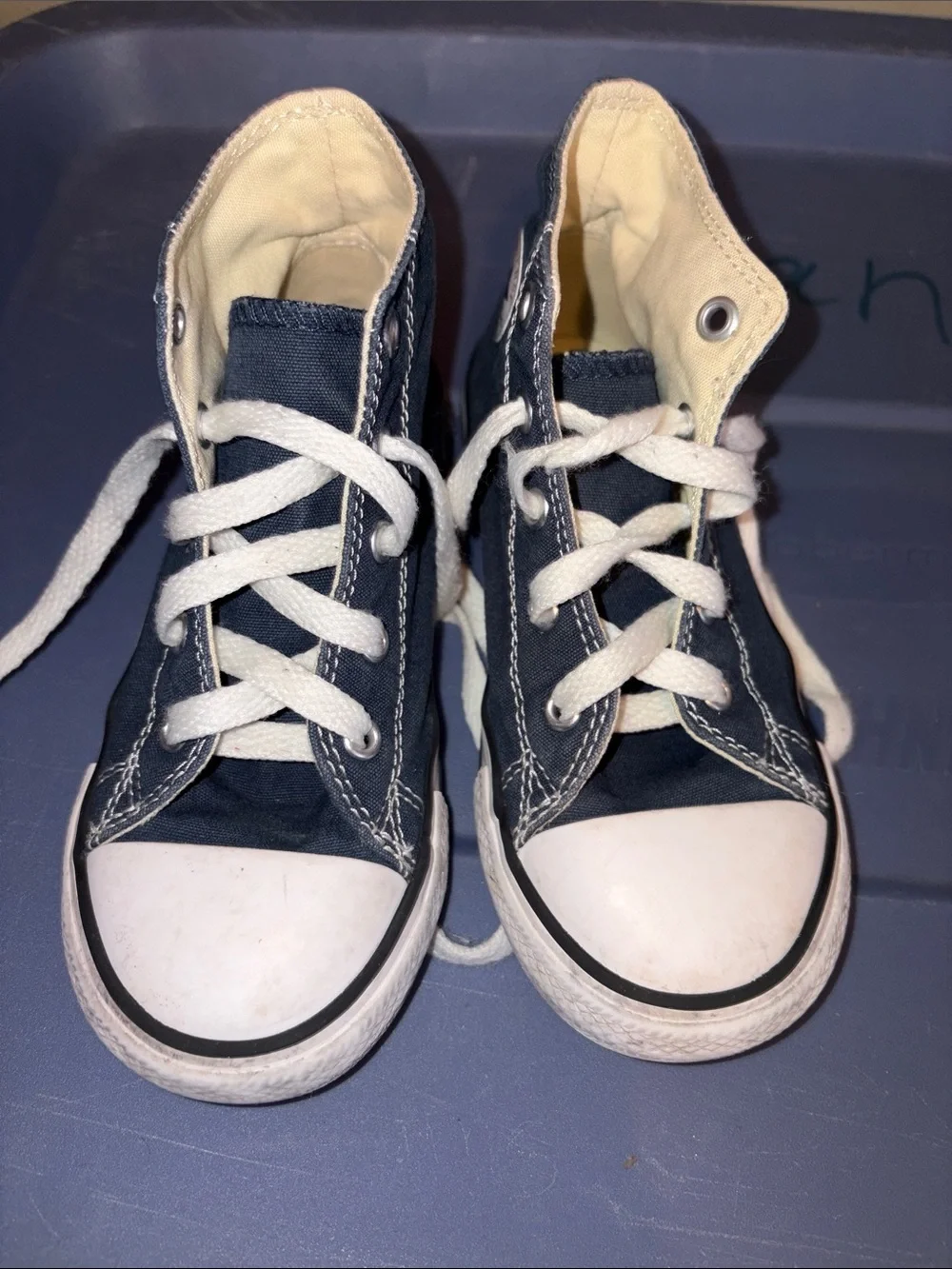Converse Kids Navy High-Top Canvas Sneakers with White Trim